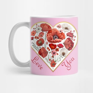 Valentine Poppy Heart B Mug